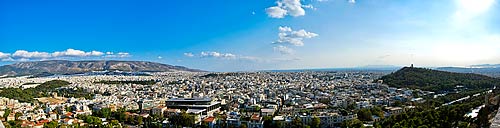 Široké panorama Athén
